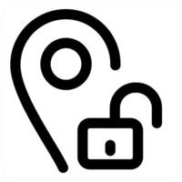 Unlock Location icon in black color vector
