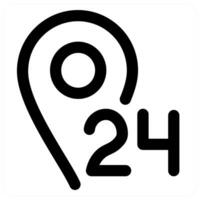 24x7 Location icon concept in black color vector