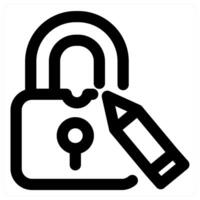 Edit Lock icon concept in black color vector