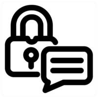 Message Lock icon concept in black color vector