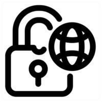 Global Lock icon concept in black color vector