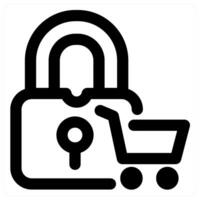 Cart Lock icon concept in black color vector