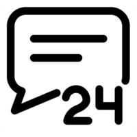 24x7 Message and message icon concept in black color vector