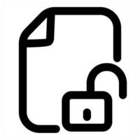File Unlock icon concept in black color vector