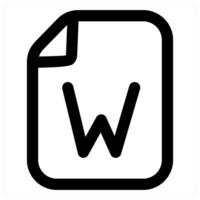 W File and file icon concept in black color vector