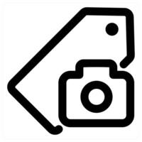 Camera Tag icon concept in black color vector