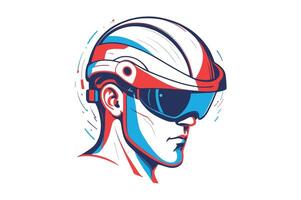 A man wearing a helmet with red, white and blue colors vector
