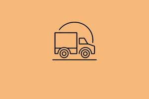Simple Line Art Illustration of a Delivery Truck. A minimalist line drawing of a delivery truck on a plain peach-colored background vector