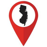 New Jersey state map. Map of New Jersey state on map pinpoint in red color vector
