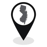 New Jersey state map. Map of New Jersey state on map pinpoint in black color vector