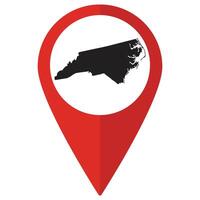 North Carolina state map. Map of North Carolina state on map pinpoint in red color vector