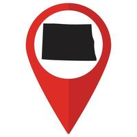 North Dakota state map. Map of North Dakota state on map pinpoint in red color vector