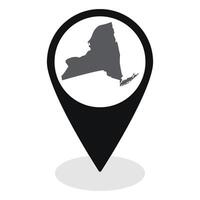 New York state map. Map of New York state on map pinpoint in black color vector