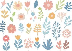 flowers and leaves in a whimsical and playful style vector