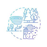 Natural disasters blue gradient concept icon. Type of critical events. Travel risk management service. Round shape line illustration. Abstract idea. Graphic design. Easy to use in presentation vector