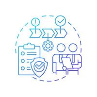 Risk treatment blue gradient concept icon. Implementing mitigation strategies. Danger management process. Round shape line illustration. Abstract idea. Graphic design. Easy to use in presentation vector