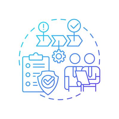 Risk treatment blue gradient concept icon. Implementing mitigation strategies. Danger management process. Round shape line illustration. Abstract idea. Graphic design. Easy to use in presentation