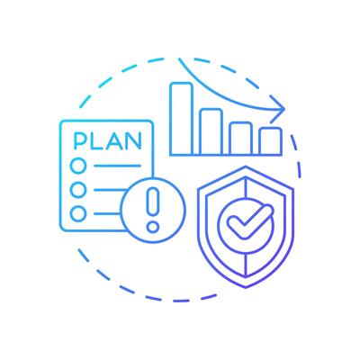 Risk mitigation blue gradient concept icon. Strategy of accidents handling. Danger management process. Round shape line illustration. Abstract idea. Graphic design. Easy to use in promotional material