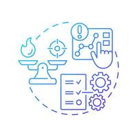 Risk assessment blue gradient concept icon. Identify potential impact of event. Danger management process. Round shape line illustration. Abstract idea. Graphic design. Easy to use in presentation vector