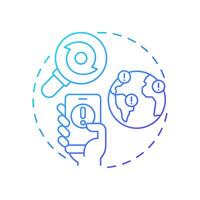 Travel alert blue gradient concept icon. Notifications about potential threats. Trip management service. Round shape line illustration. Abstract idea. Graphic design. Easy to use in presentation vector