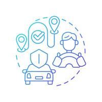 Secure transportation blue gradient concept icon. Safe journey options. Travel management service. Round shape line illustration. Abstract idea. Graphic design. Easy to use in presentation vector