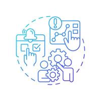 Risk monitoring and review blue gradient concept icon. Tracking changes. Danger management process. Round shape line illustration. Abstract idea. Graphic design. Easy to use in promotional material vector