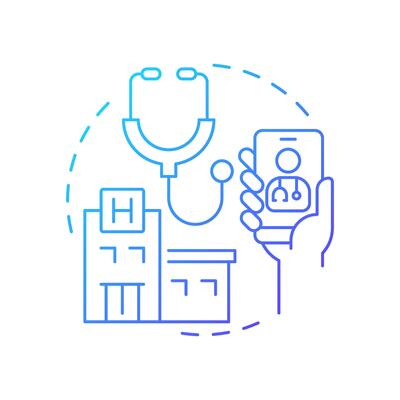 Medical assistance blue gradient concept icon. Access to healthcare. Travel management service. Round shape line illustration. Abstract idea. Graphic design. Easy to use in promotional material