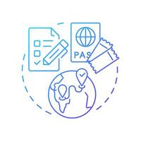 Pre trip planning blue gradient concept icon. Prepare for challenges. Travel risk management solution. Round shape line illustration. Abstract idea. Graphic design. Easy to use in promotional material vector