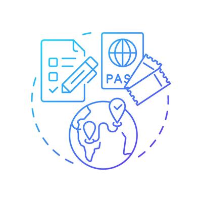 Pre trip planning blue gradient concept icon. Prepare for challenges. Travel risk management solution. Round shape line illustration. Abstract idea. Graphic design. Easy to use in promotional material
