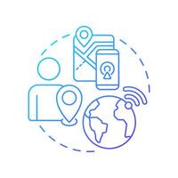 Traveler tracking blue gradient concept icon. Real time updates on location. Travel risk management solution. Round shape line illustration. Abstract idea. Graphic design. Easy to use in presentation vector