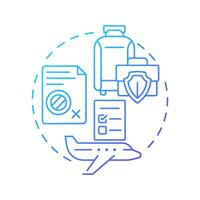 Business travel policy blue gradient concept icon. Employees guide. Journey risk management solution. Round shape line illustration. Abstract idea. Graphic design. Easy to use in presentation vector