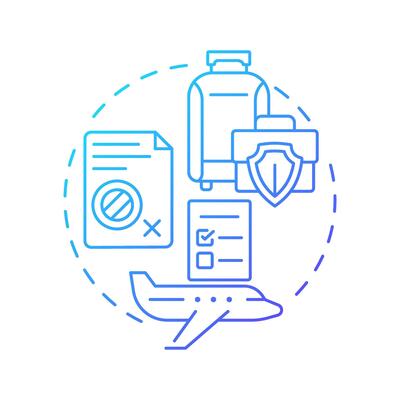 Business travel policy blue gradient concept icon. Employees guide. Journey risk management solution. Round shape line illustration. Abstract idea. Graphic design. Easy to use in presentation