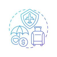 Travel insurance blue gradient concept icon. Financial coverage. Journey risk management solution. Round shape line illustration. Abstract idea. Graphic design. Easy to use in promotional material vector