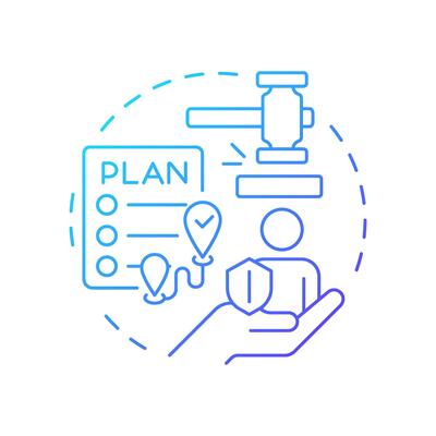 Duty of care blue gradient concept icon. Protecting travelers. Benefit of travel risk management. Round shape line illustration. Abstract idea. Graphic design. Easy to use in promotional material