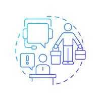 Traveler assistance blue gradient concept icon. Support services. Benefit of travel risk management. Round shape line illustration. Abstract idea. Graphic design. Easy to use in presentation vector