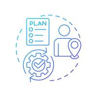 Business continuity blue gradient concept icon. Critical operations. Travel risk management benefit. Round shape line illustration. Abstract idea. Graphic design. Easy to use in promotional material vector
