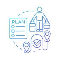 Be set blue gradient concept icon. Plan of escape from danger. Evacuation level. Emergency response. Round shape line illustration. Abstract idea. Graphic design. Easy to use in presentation vector