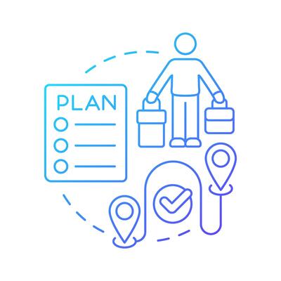 Be set blue gradient concept icon. Plan of escape from danger. Evacuation level. Emergency response. Round shape line illustration. Abstract idea. Graphic design. Easy to use in presentation
