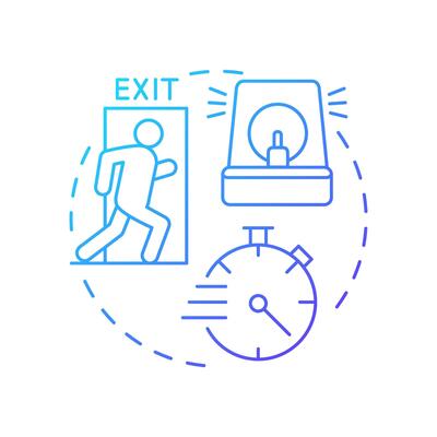 Go now blue gradient concept icon. Command to leave immediately. Evacuation level. Emergency response. Round shape line illustration. Abstract idea. Graphic design. Easy to use in application