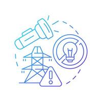 Power outages blue gradient concept icon. Electricity supply disruption. Safety and emergency alert. Round shape line illustration. Abstract idea. Graphic design. Easy to use in application vector