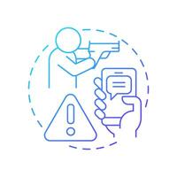 Active shooter alerts blue gradient concept icon. Threat of gun violence prevention. Public safety. Round shape line illustration. Abstract idea. Graphic design. Easy to use in application vector