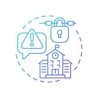 School closures blue gradient concept icon. Education facilities shut down due to emergencies. Public safety. Round shape line illustration. Abstract idea. Graphic design. Easy to use in application vector