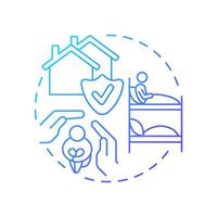 Human shelters blue gradient concept icon. People refuges during emergency accidents. Public safety. Round shape line illustration. Abstract idea. Graphic design. Easy to use in presentation vector