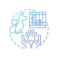 Animal shelters blue gradient concept icon. Safe spaces for pets during emergencies. Public safety. Round shape line illustration. Abstract idea. Graphic design. Easy to use in application vector