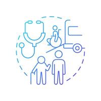 Non emergency medical transportation blue gradient concept icon. Assistance to elderly and disabled patients. Round shape line illustration. Abstract idea. Graphic design. Easy to use in presentation vector