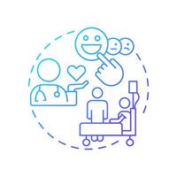 Patient friendly service blue gradient concept icon. Supportive environment. Quality of medical care. Round shape line illustration. Abstract idea. Graphic design. Easy to use in application vector