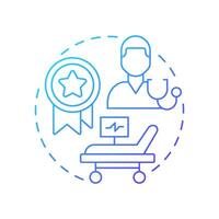 Experienced medical staff blue gradient concept icon. Qualified doctors. Quality of healthcare service. Round shape line illustration. Abstract idea. Graphic design. Easy to use in presentation vector