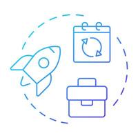 Transitory career blue gradient concept icon. Job change, flexibility. Gig worker, freelance. Round shape line illustration. Abstract idea. Graphic design. Easy to use in infographic, presentation vector