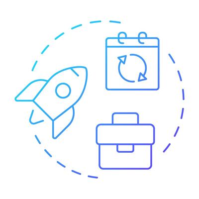 Transitory career blue gradient concept icon. Job change, flexibility. Gig worker, freelance. Round shape line illustration. Abstract idea. Graphic design. Easy to use in infographic, presentation