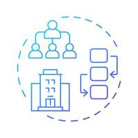 Organisational chart blue gradient concept icon. Corporate hierarchy, company structure. Round shape line illustration. Abstract idea. Graphic design. Easy to use in infographic, presentation vector
